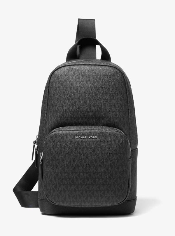 Panske Crossbody Kabelka Michael Kors Hudson Logo Sling Pack Čierne - Tasky Michael Kors Slevy | CBFDU-0196